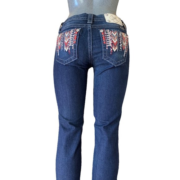 Miss Me 'Mid-Rise Easy Skinny' Womens Jeans Tag 26 Blue W29xL28 Stretch Western - Picture 10 of 13